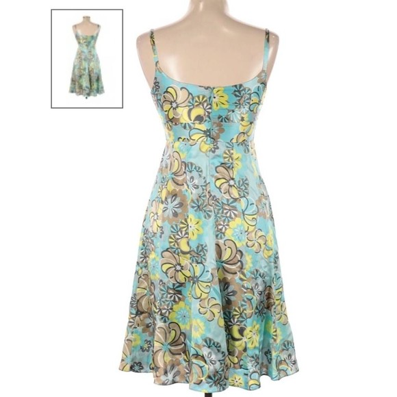 Laundry By Shelli Segal Blue and Yellow Floral Empire Waist Dress - Picture 2 of 8